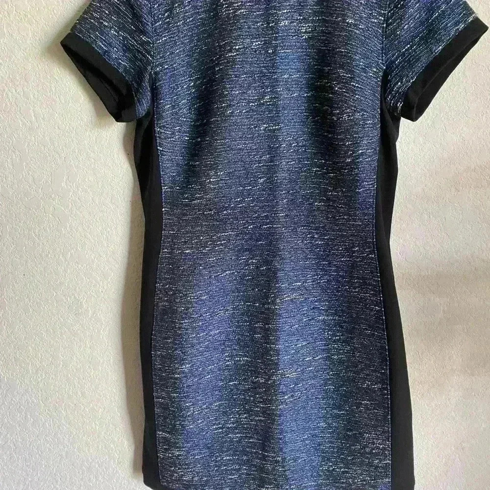 Madewell Shimmerweave Blue Metallic Tee Tweed Coquette Mini Shift Dress Size 0 - Picture 4 of 8